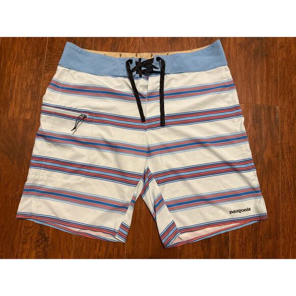 Patagonia Boardshorts Mens 32 Stretch Planing Tarkine Stripe Break Up Swim 9" - Picture 1 of 7